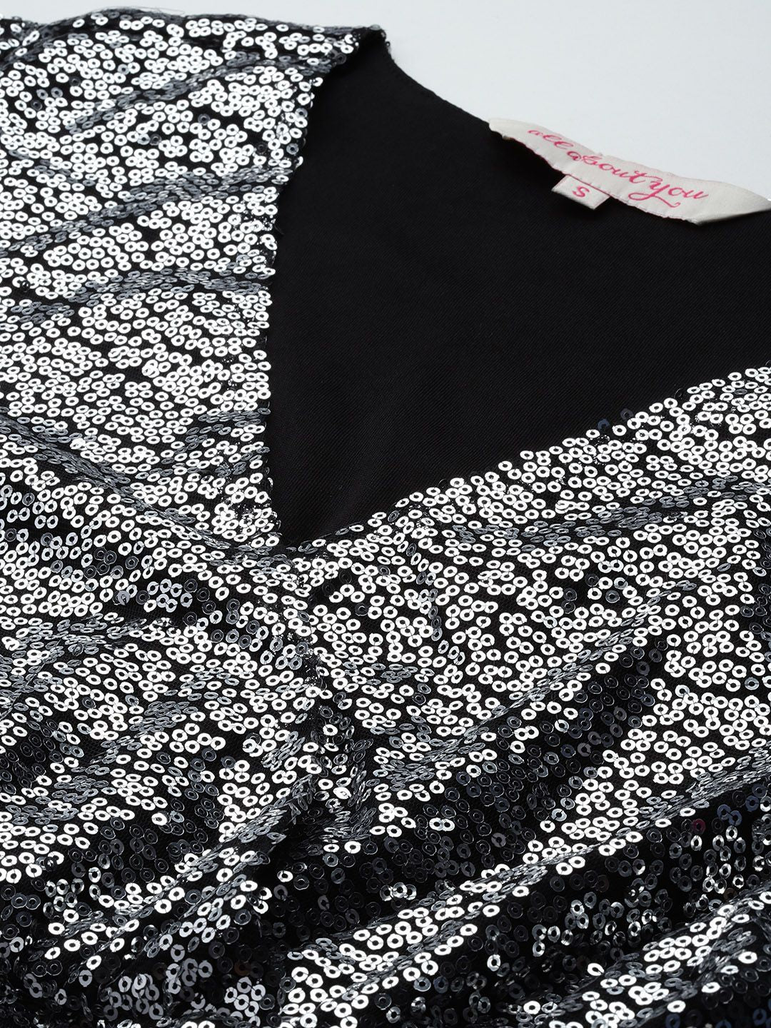 all about you Sequin Embellished Wrap Style Empire Dress