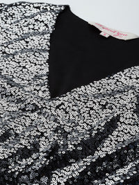 all about you Sequin Embellished Wrap Style Empire Dress