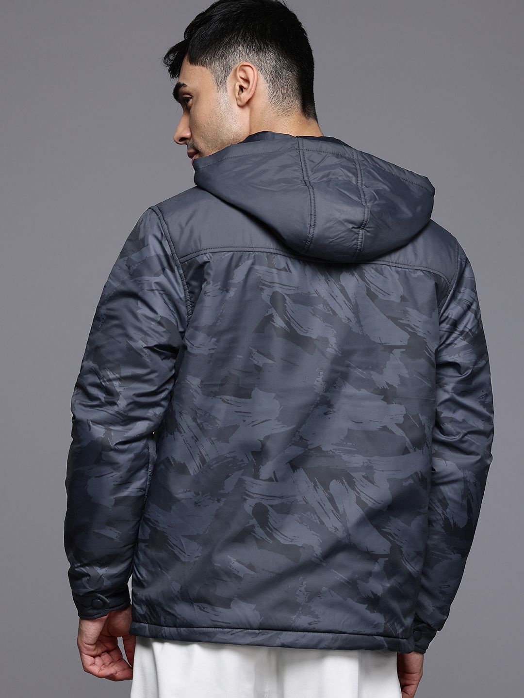 HRX by Hrithik Roshan Abstract Print Hooded Padded Jacket