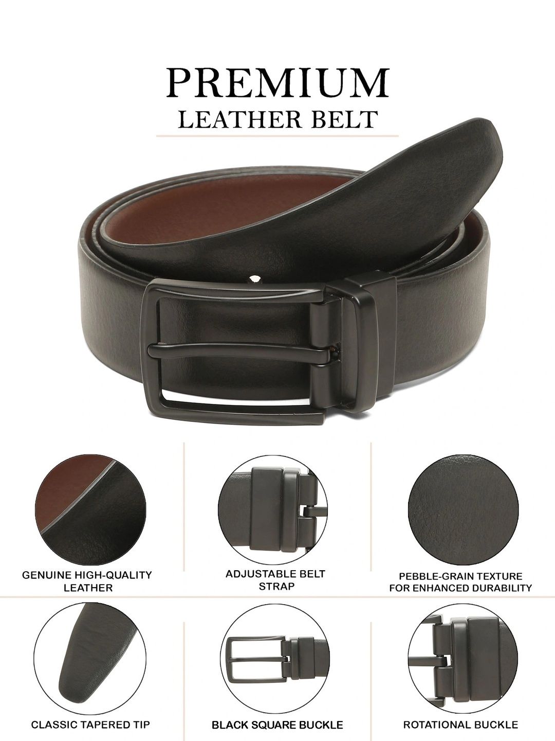 Teakwood Leathers Men Textured Leather Reversible Belt