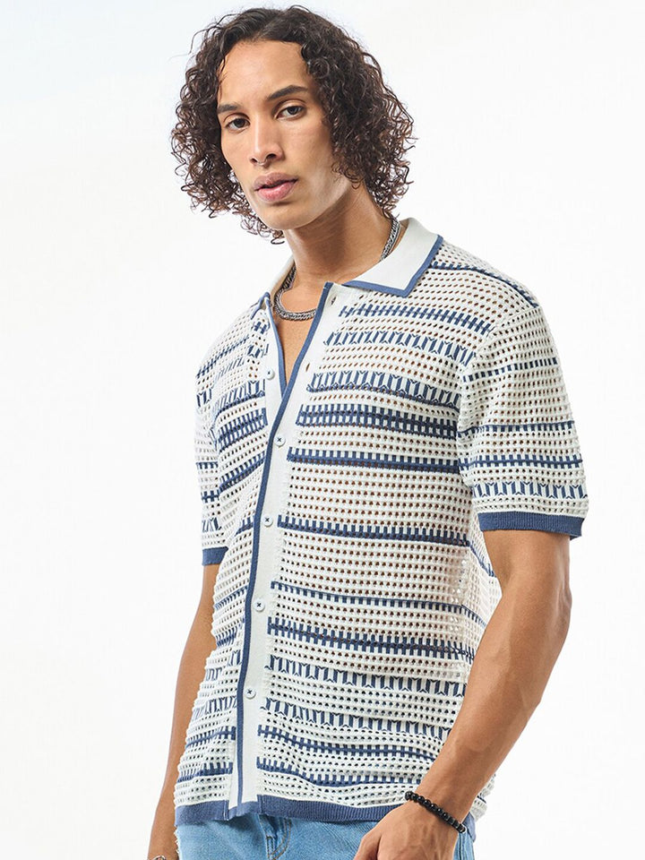 Bewakoof Self Design Pure Cotton Sheer Casual Shirt