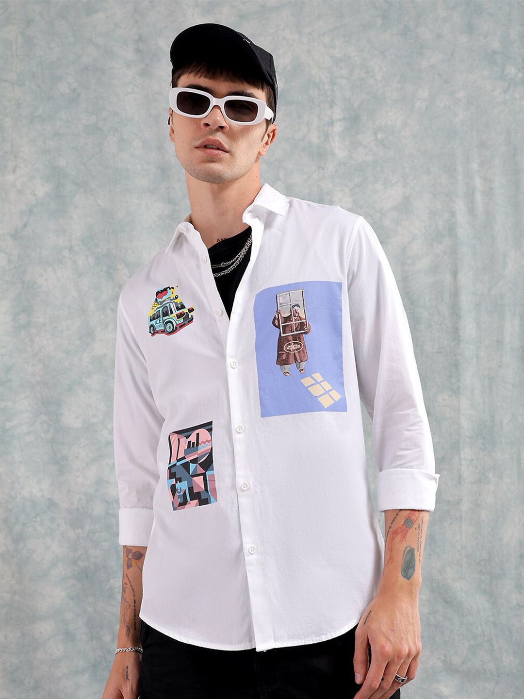 The Indian Garage Co Slim Fit Graphic Printed Cotton Shirt