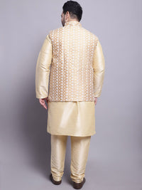 SOJANYA PLUS Plus Size Mandarin Collar Kurta With Pyjamas & Nehru Jacket