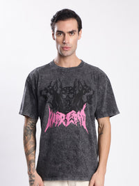 Bene Kleed Men Graphic Printed Acid Wash Cotton Oversized T-shirt