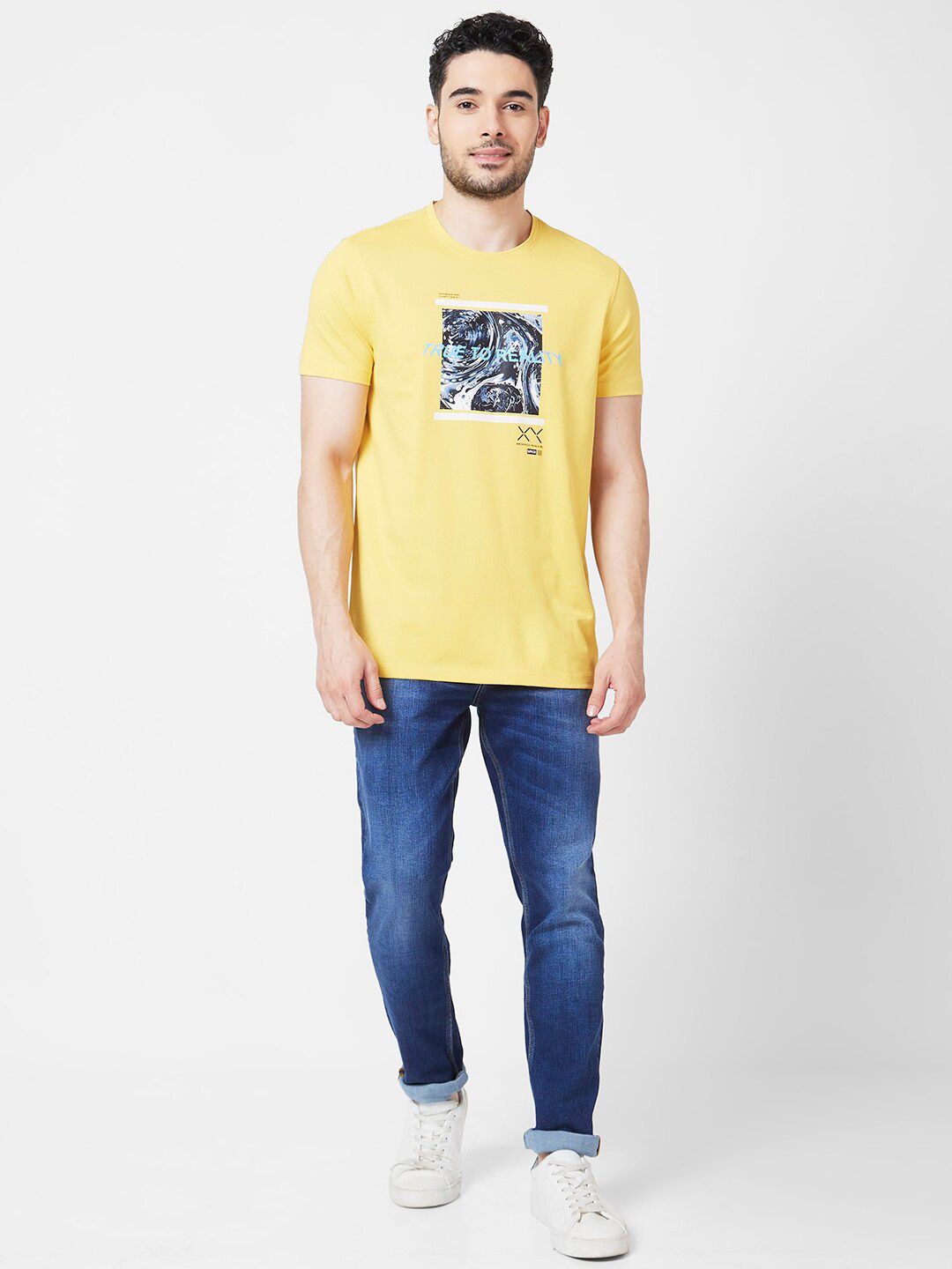 SPYKAR Graphic Printed Slim Fit Cotton T-Shirt