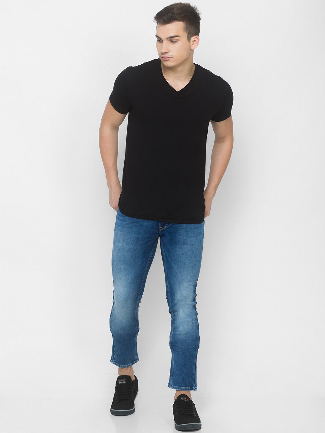 SPYKAR Men Blue Skinny Fit Low-Rise Pure Cotton Heavy Fade Jeans