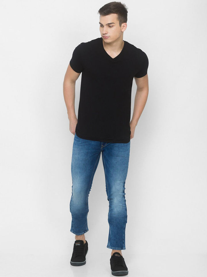 SPYKAR Men Blue Skinny Fit Low-Rise Pure Cotton Heavy Fade Jeans