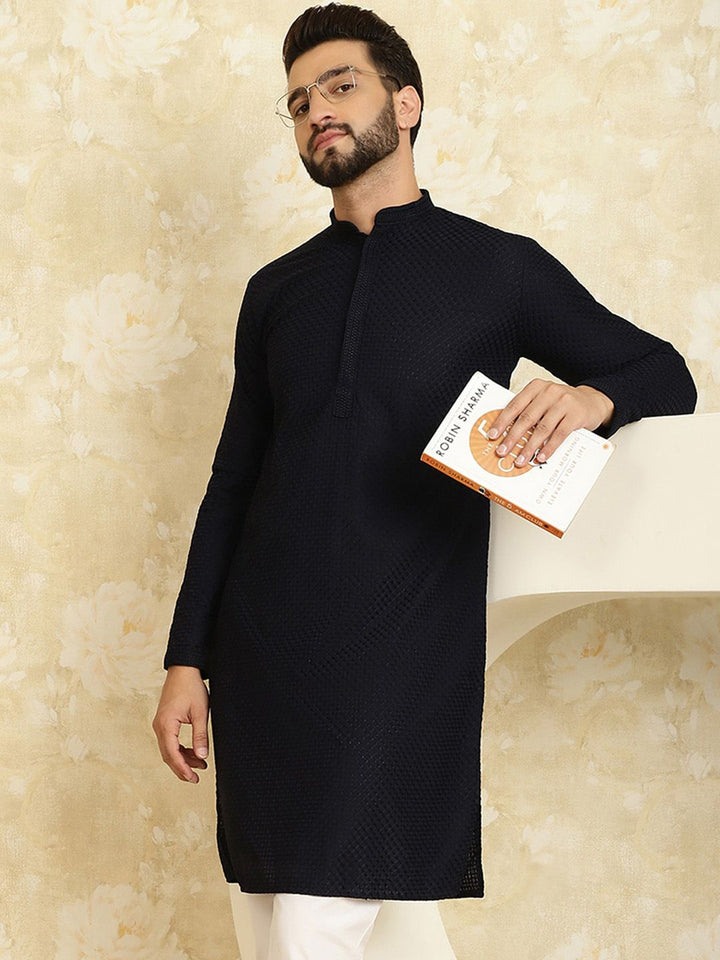 SOJANYA Kurta Lurus Kapas Sulaman Berpetak