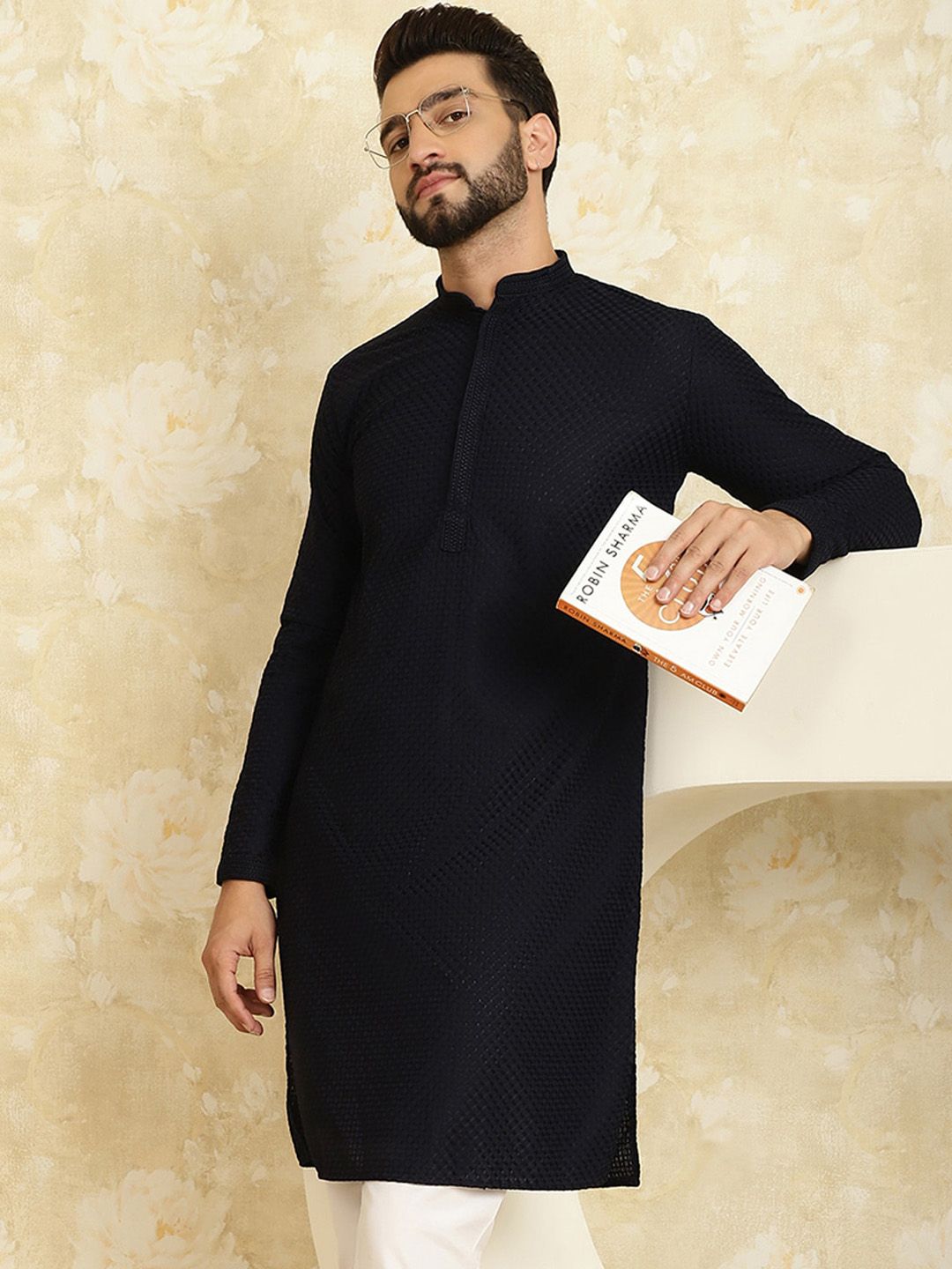 SOJANYA Kurta Lurus Kapas Sulaman Berpetak