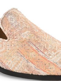 House Of Pataudi Men Embroidered Casual Slip On Mojaris