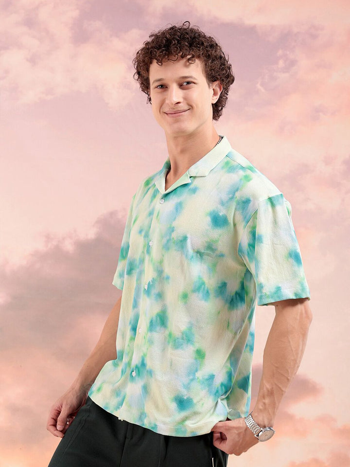 The Indian Garage Co Men Relaxed Fit Abstract Print Textuted Resortwear Shirt