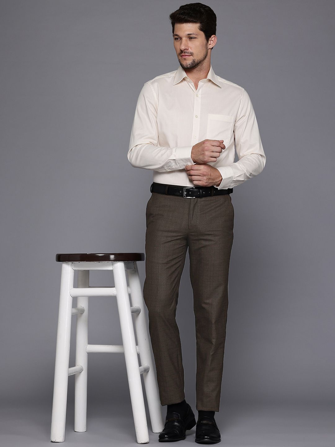 Raymond Men Checked Slim Fit Trousers