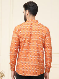 SOJANYA Lelaki Mustard Motif Etnik Kuning Bercetak Kurta