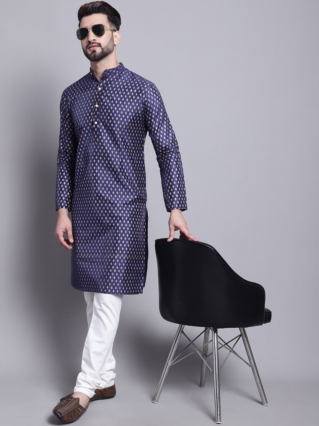 SOJANYA Ethnic Motifs Printed Mandarin Collar Straight Kurta