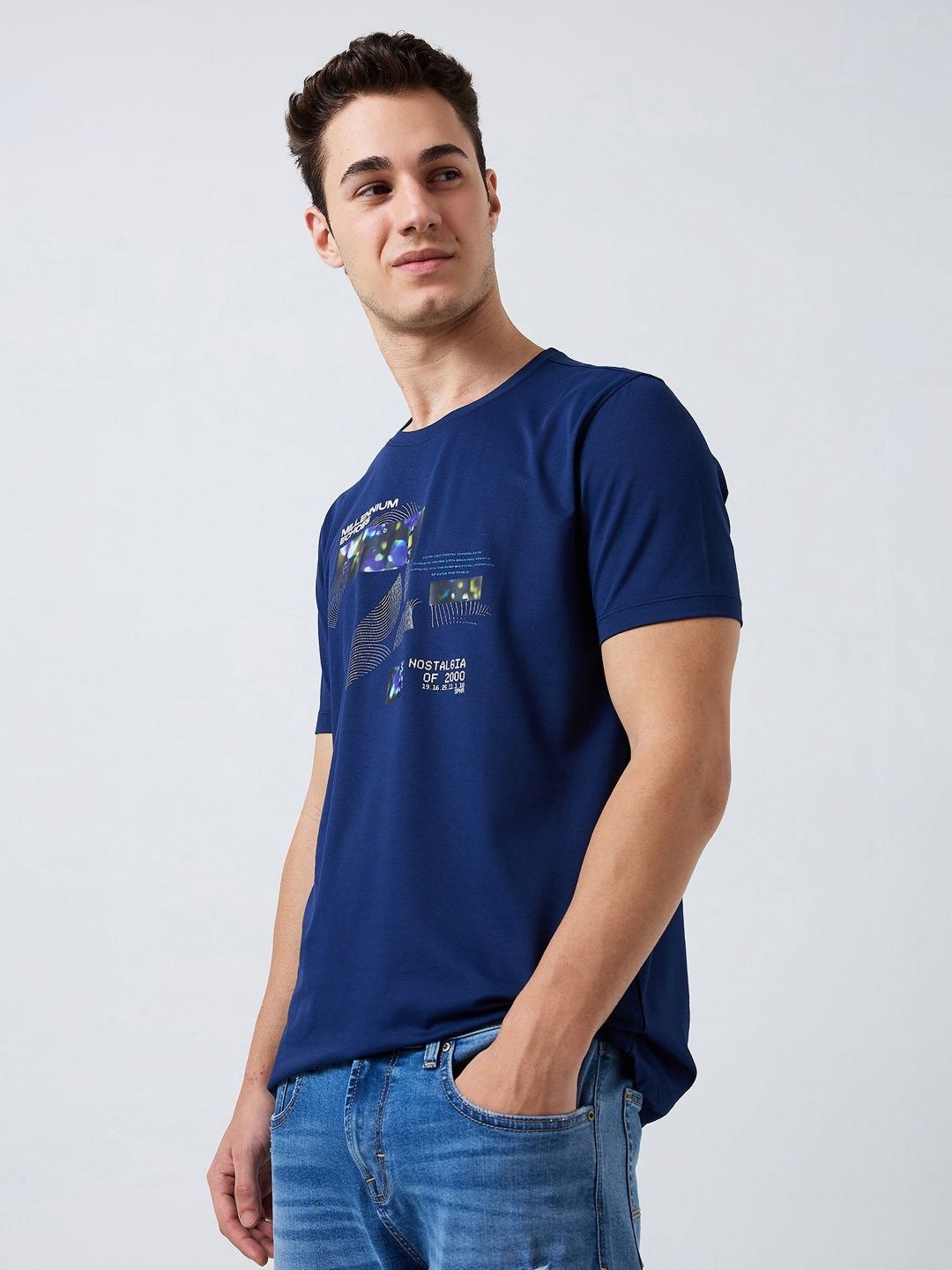 SPYKAR Men Graphic Printed Round Neck Cotton Slim Fit T-shirt