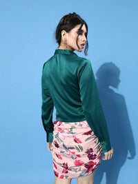 STREET 9 Women Gorgeous Green Solid Satin Shirt