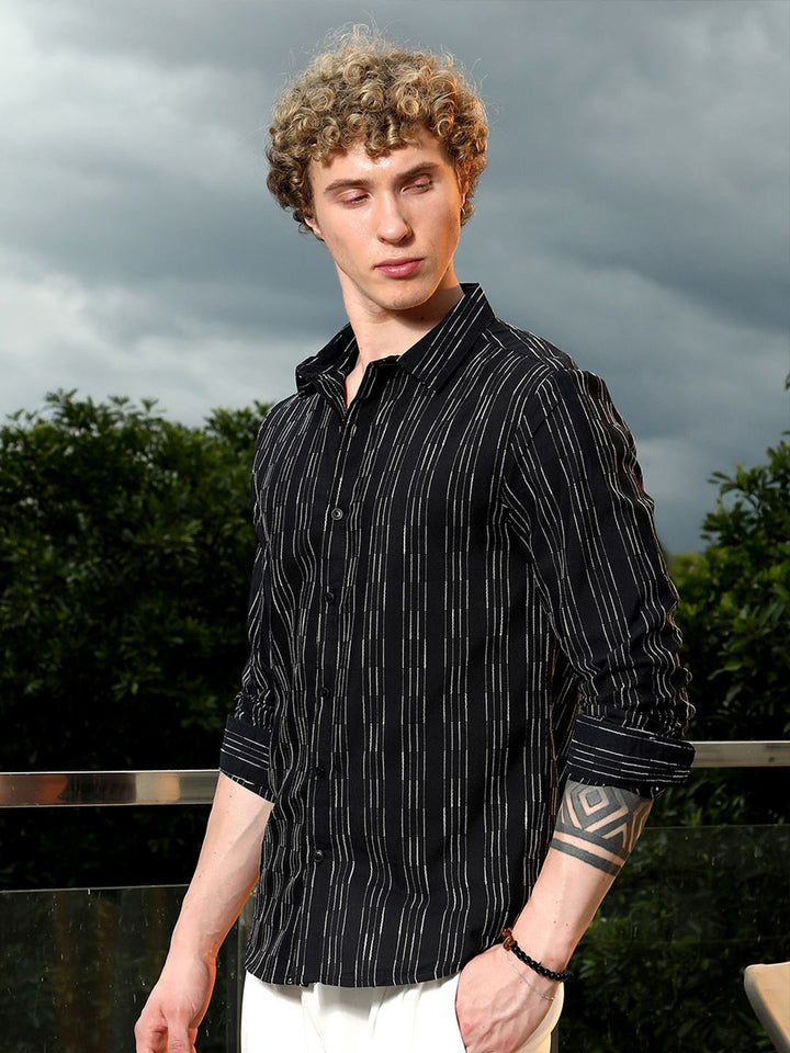 Campus Sutra Comfort Slim Fit Multi Stripes Striped Spread Collar Casual Shirt