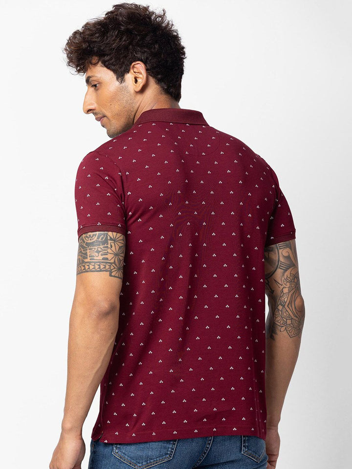 SPYKAR Men Printed Polo Collar Cotton T-shirt