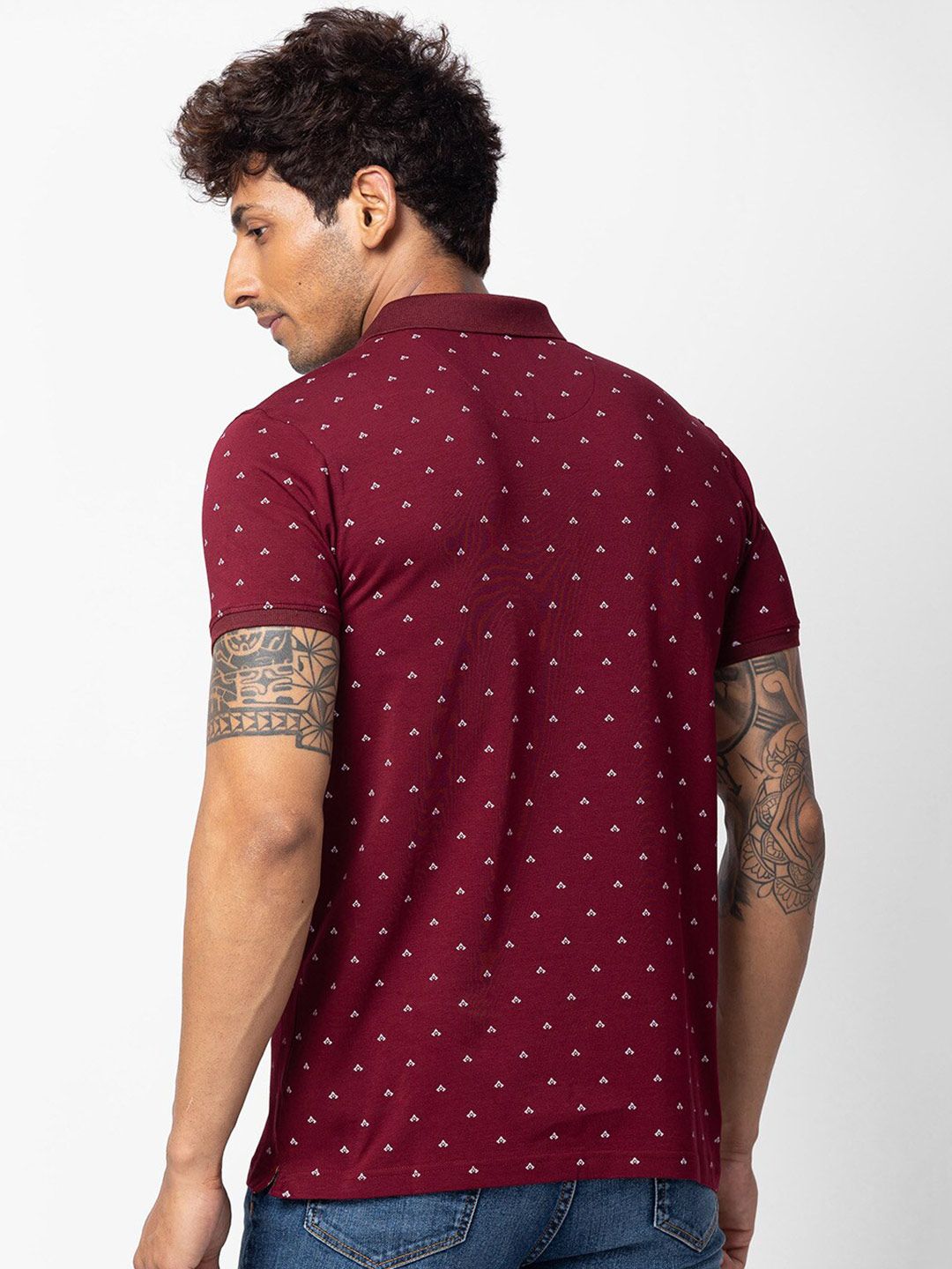 SPYKAR Men Printed Polo Collar Cotton T-shirt