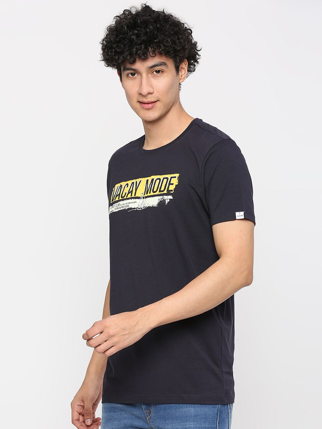 SPYKAR Typography Printed Cotton Slim Fit T-shirt