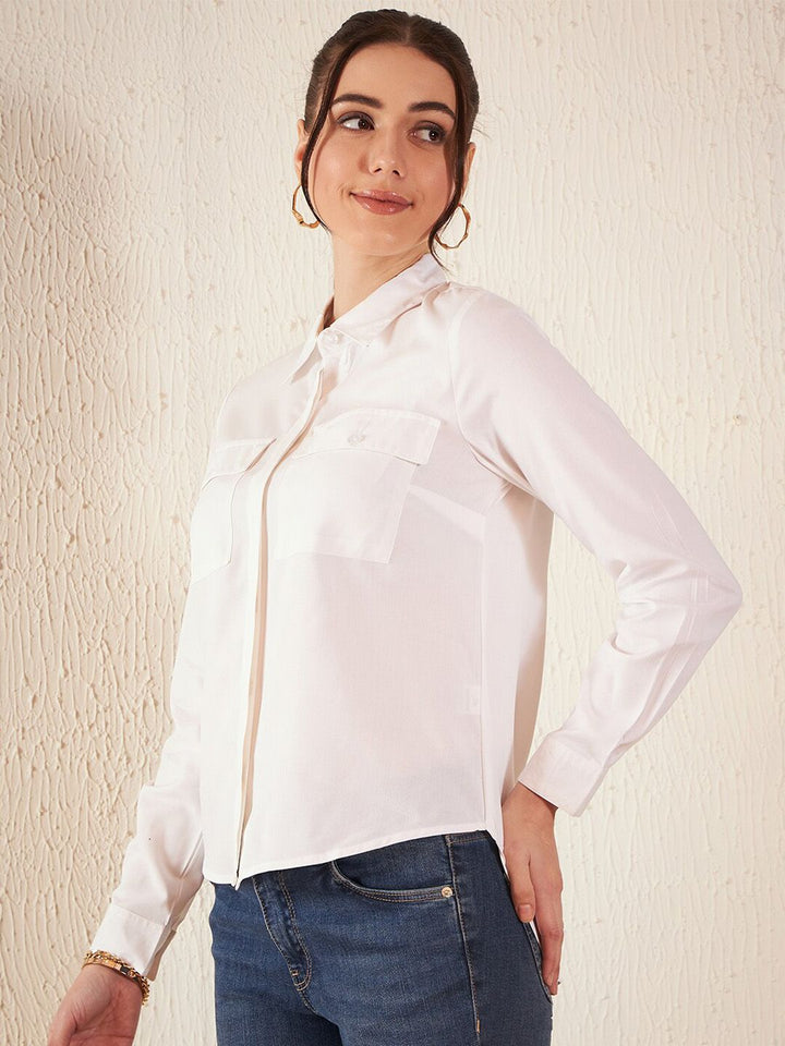 DENNISON Smart Slim Fit High Low Cotton Formal Shirt