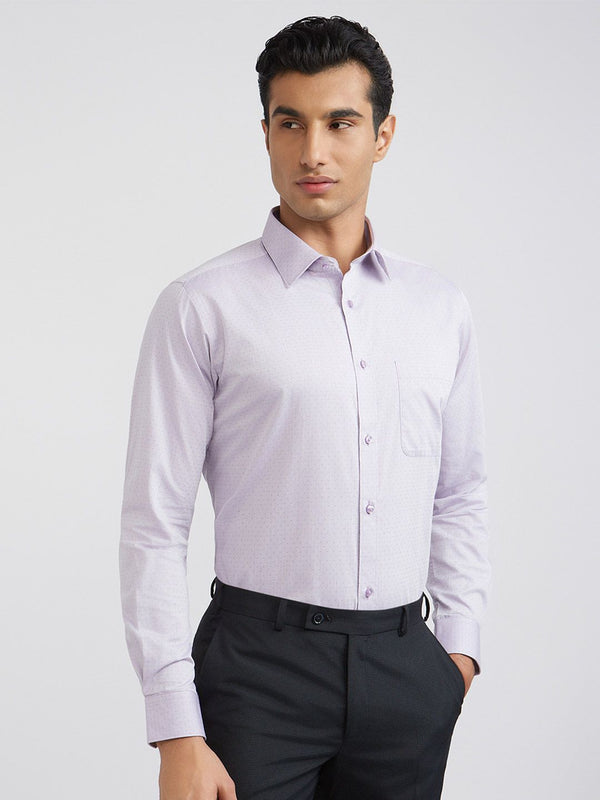 Raymond Men Purple Purple Cotton Reka Bentuk Self-Reka Bentuk Slim Formal
