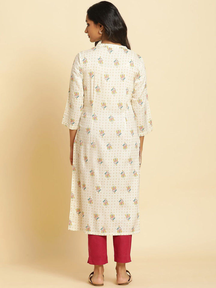 W Geometric Printed Mandarin Neck Kurta