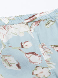 SANSKRUTIHOMES Women Sea Green Pure Cotton Floral Print Pyjama Set