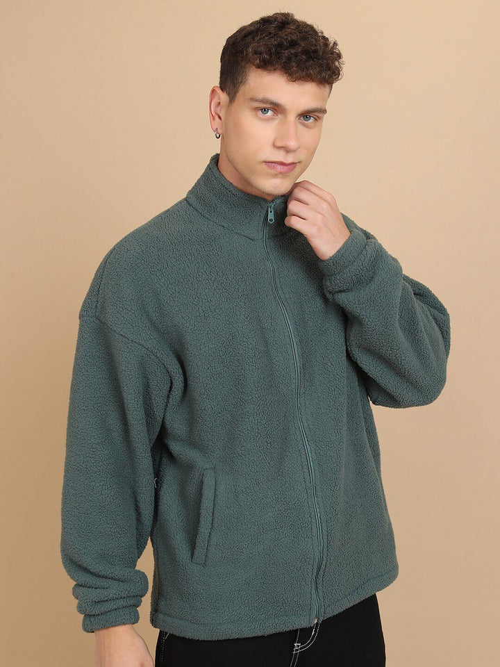 HIGHLANDER Oversized Mock Collar Drop-Shoulder Sleeves Sweatshirt