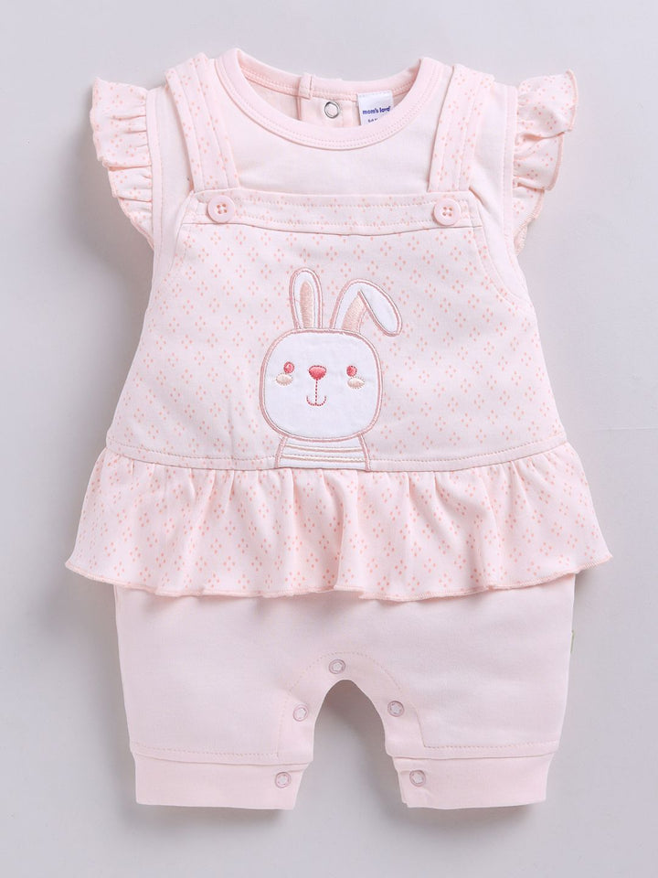 Moms Love Infant Girls Cotton Rompers with Applique Detail