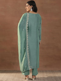 Libas Women Floral Embroidered Regular Sequinned Kurta with Trousers & With Dupatta