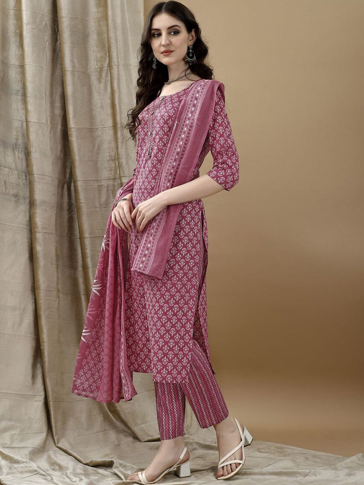 KALINI Women Ethnic Motifs Printed Regular Kurta with Trousers & Dupatta