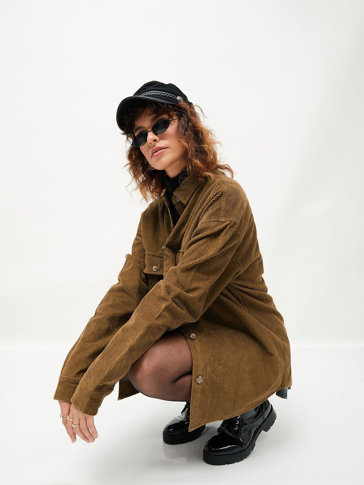 SASSAFRAS Spread Collar Pure Cotton Oversized Shackets