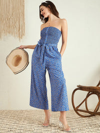 Berrylush Strapless Printed Culotte Jumpsuit