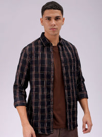 The Indian Garage Co Men Cutaway Collar Checked Cotton Slim Fit Casual Shirt