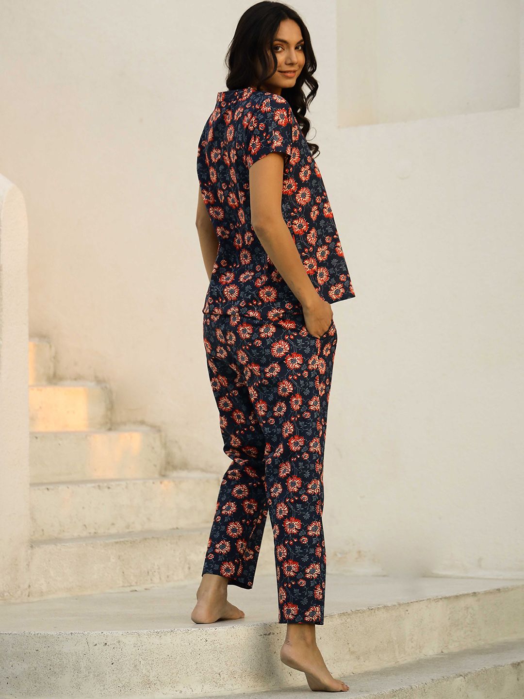 SANSKRUTIHOMES Women Printed  Pure Cotton Night suit