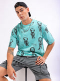 The Indian Garage Co Men All Over Printed Round Neck Boxy Oversized T-shirt
