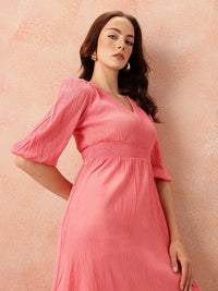 all about you Crinkled Smocked A-Line Dress