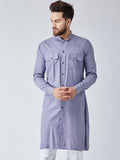 SOJANYA Men Blue Solid Pathani Kurta