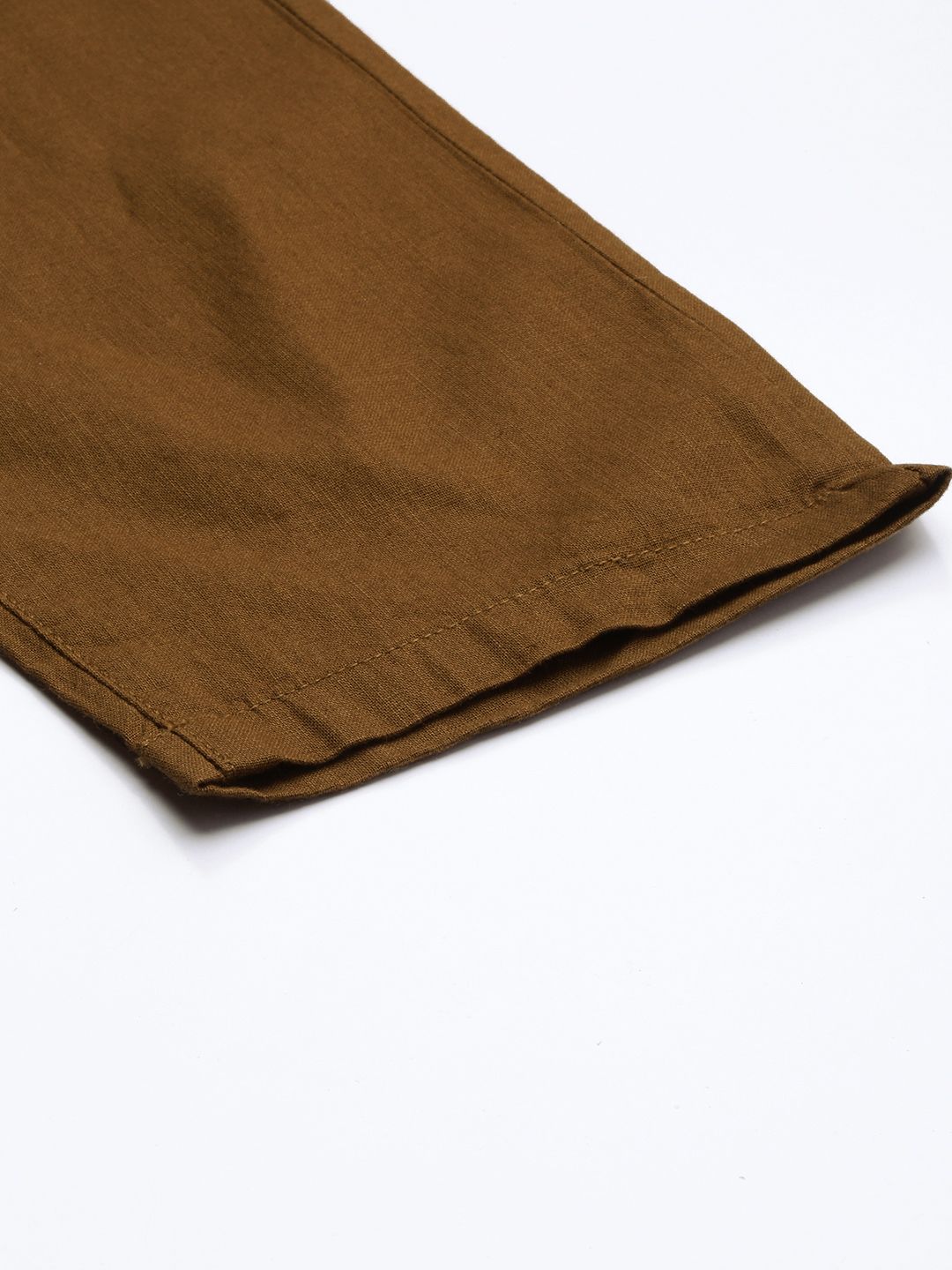 The Indian Garage Co Men Brown Slim Fit Linen Trousers