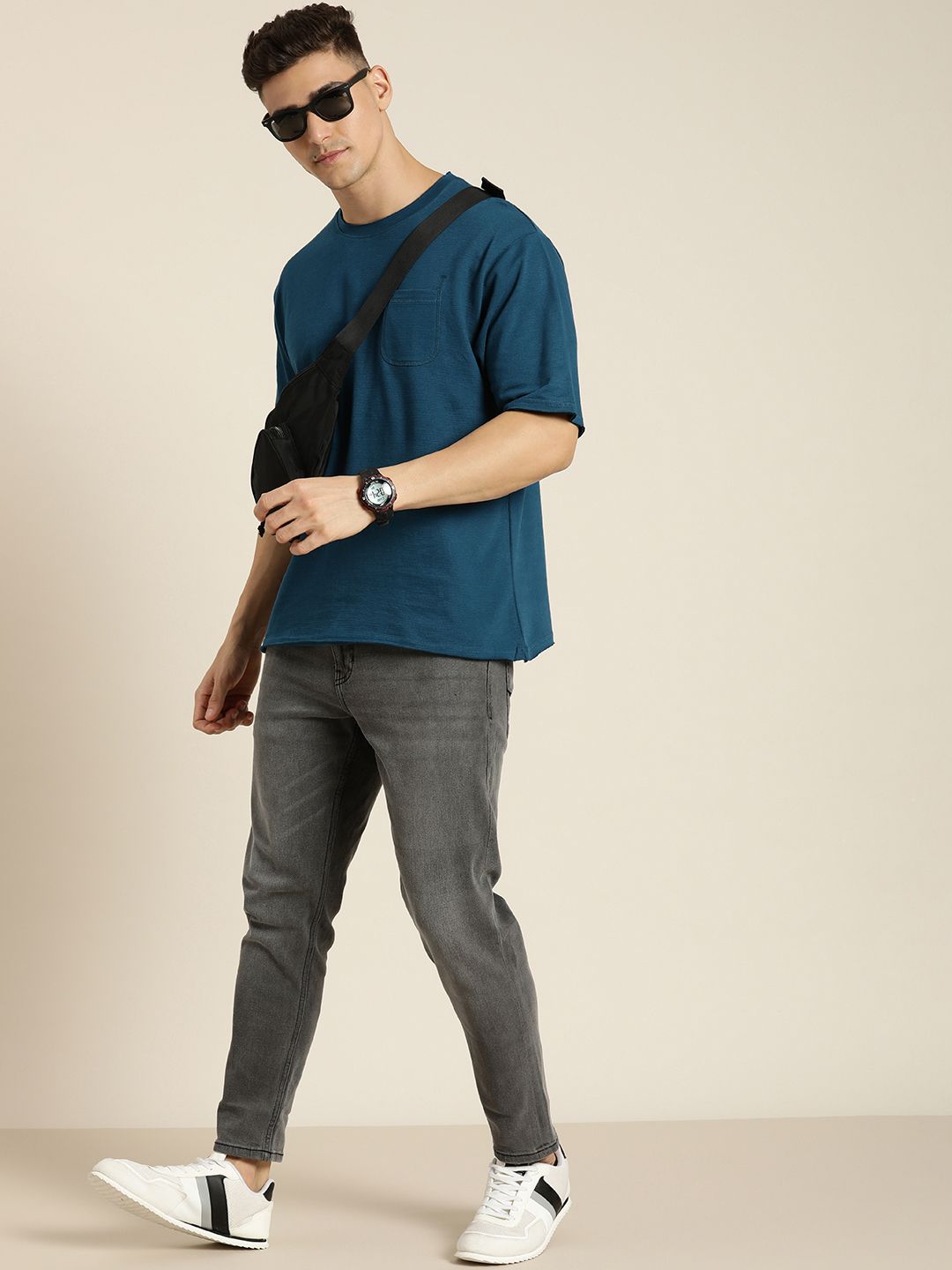 DILLINGER Men Honeycomb Structure Oversized Pocket T-shirt