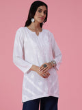 Rumah Wanita Chikankari White Rayon Chikankari Sulam Kurti
