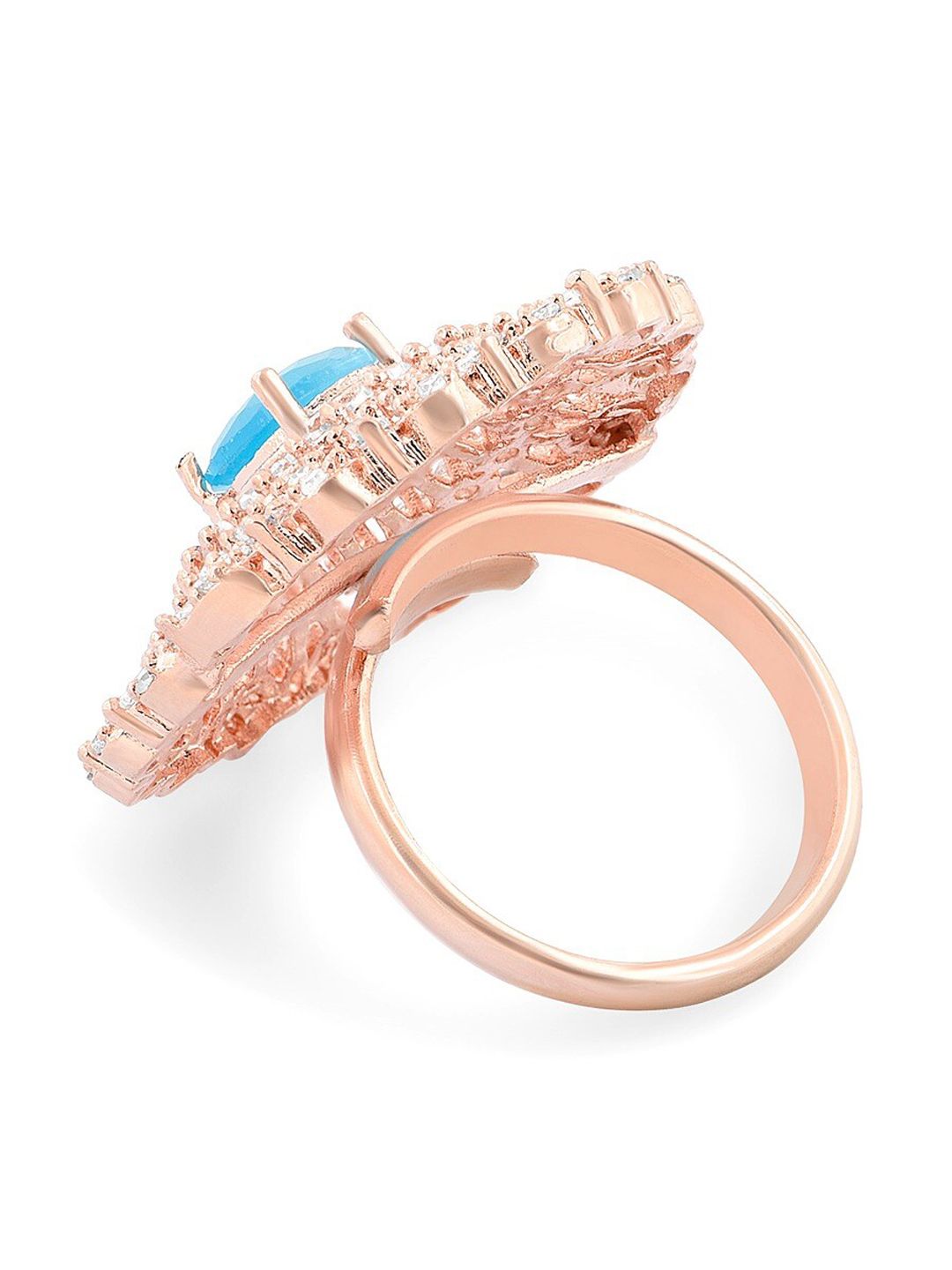 Cincin Jari Boleh Laras Zaveri Pearls Rose Saduran Emas CZ