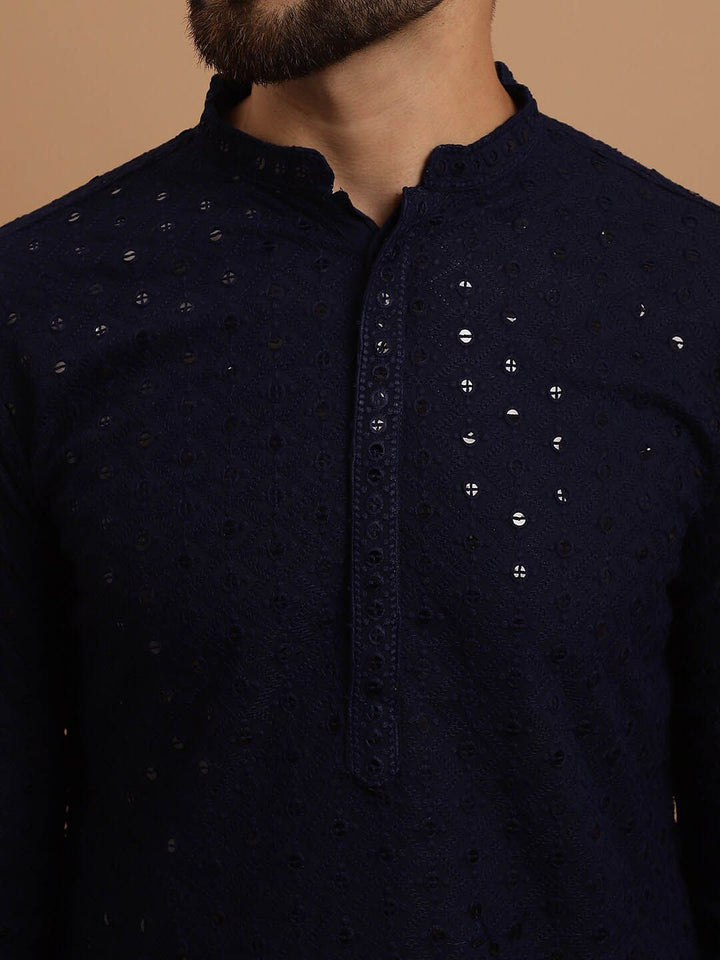 SOJANYA Ethnic Embroidered Sequinned Pure Cotton Kurta & Churidar With Nehru Jacket