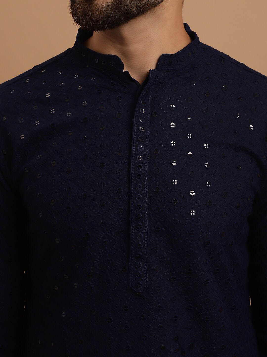 SOJANYA Ethnic Embroidered Sequinned Pure Cotton Kurta & Churidar With Nehru Jacket