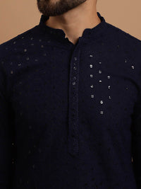 SOJANYA Ethnic Embroidered Sequinned Pure Cotton Kurta & Churidar With Nehru Jacket