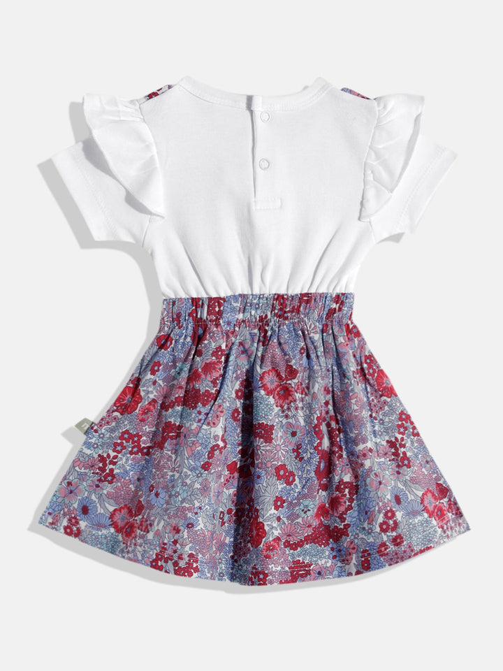 Moms Love Infant Girls Floral Print Bow Detail Pleated Fit & Flare Dress