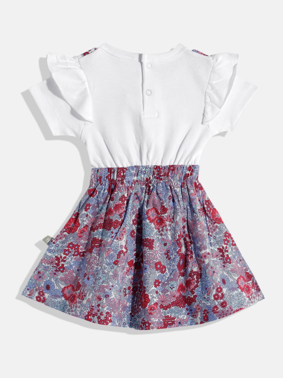 Moms Love Infant Girls Floral Print Bow Detail Pleated Fit & Flare Dress