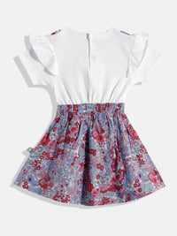 Moms Love Infant Girls Floral Print Bow Detail Pleated Fit & Flare Dress