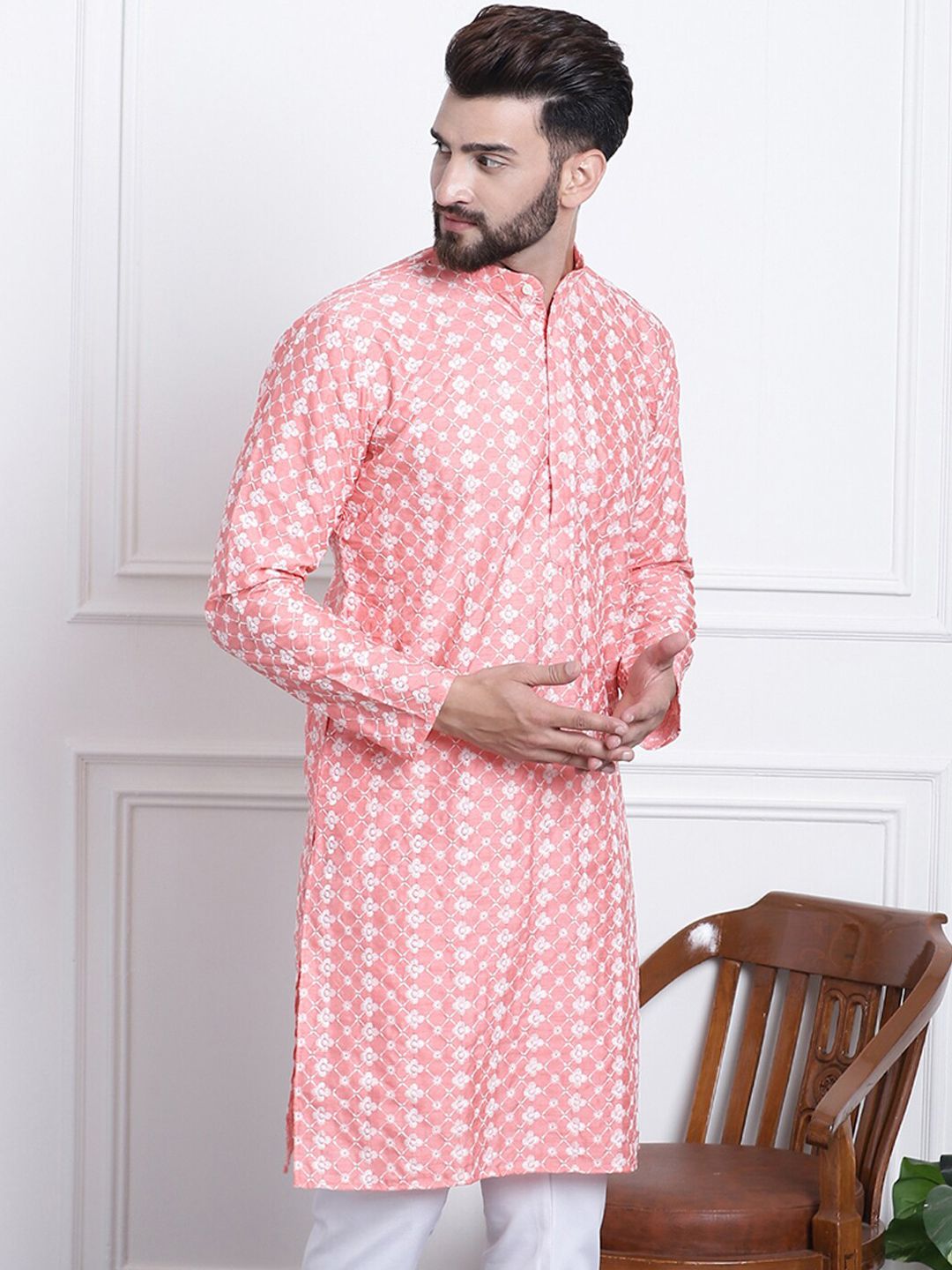 SOJANYA Kurta Kolar Mandarin Sulam Bunga